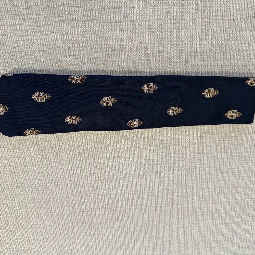 Ralph Lauren Navy Blue Tie with Gold Accents